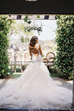 Mermaid Appliques Ruffles Open Back Wedding Dresses PM233