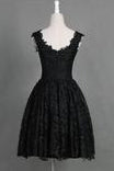 Classic Sleeveless Knee-Length Black Lace Homecoming Dress PM460