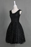 Classic Sleeveless Knee-Length Black Lace Homecoming Dress PM460