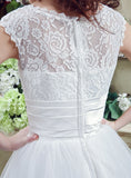 Ball Gown Strapless Appliques Lace Court Train Wedding Dress With Crystals WH30265