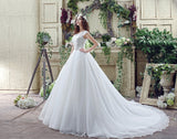 Ball Gown Strapless Appliques Lace Court Train Wedding Dress With Crystals WH30265