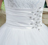 Ball Gown Strapless Appliques Lace Court Train Wedding Dress With Crystals WH30265