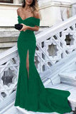 Sexy Leg Slit Long Mermaid Off-the-Shoulder Black Sweetheart Strapless Prom Dresses uk PH180