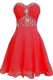 Short Chiffon Strapless Crystal Homecoming Dress