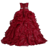 Pretty Burgundy Sweetheart Ball Gown Quinceanera Dresses Ruffle Prom Dresses