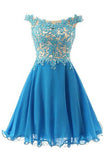 Pretty Straps Lace Party Dresses Bodice Party Dresses Short Applique Prom Dresses