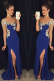 One Shoulder Split Long Chiffon Prom Dresses Evening Dresses PM553