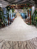 Round Neck Half Sleeve Ball Gown Quinceanera Dresses Beads Ivory Wedding Dresses P1091