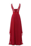 Round Neck Chiffon Lace Long Prom Dress