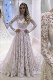 Sexy Lace A Line Fashion Long Sleeve Prom Dress