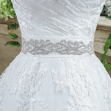 Chic Ball Gown Strapless Appliques Beading Tulle Court Train Wedding Dress WH35269