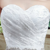 Chic Ball Gown Strapless Appliques Beading Tulle Court Train Wedding Dress WH35269