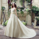 Chic Ball Gown Strapless Appliques Tulle Court Train Wedding Dress WH30235