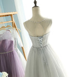 Elegant A-Line Round Neck Purple Tulle Short Cute Mini Homecoming Dresses PM102