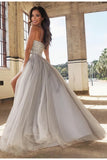 A Line Spaghetti Straps Sweetheart Beading Tulle Evening Dresses PH181