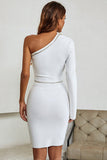 White One Shoulder Long Sleeve Uniform Short Homecoming Dress