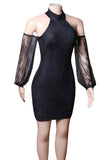 Elegant Black Strapless Long Sleeve Short Homecoming Dress