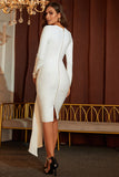 White Long Sleeves Irregular Bandage Homecoming Dresses