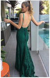 Sexy Mermaid V-Neck Lace Long Prom Dress Evening Gowns