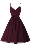 Spaghetti Straps A Line Chiffon Homecoming Dress with Pockets