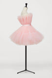 Cute Strapless Tulle Short Homecoming Dresses