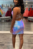 Sparkle Ombre Sequins Tight Homecoming Dress