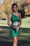 One Shoulder Sequins Short Homecoming Dress