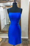 Royal Blue Sexy Spaghetti Straps Tight Straight Short Prom Dresses Homecoming Dresses