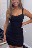 Sexy Tight Straight Spaghetti Straps Short Homecoming Dresses