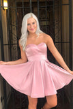 A Line Sweetheart Pink Short Homecoming Dresses