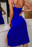 Sexy Sleeveless Spaghetti Straps Satin Knee length Homecoming Dress