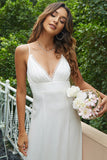 Elegant Sleeveless White Lace Spaghetti Straps Long Homecoming Dress