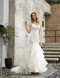 Sheath V-Neck Sleeveless Appliques Tulle Wedding Dress WH48395