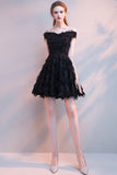 Black Off The Shoulder Short Homecoming Dresses DTH0019