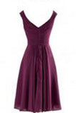 V-Neck A Line Knee Length Chiffon Bridesmaid Dress PM477