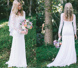 Lace Long Sleeve Beach Backless Outdoor Garden Handmade Women's Wedding Dress PM56