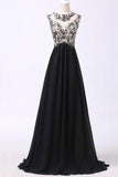 Elegant Black Appliques Long Prom Dress PM569