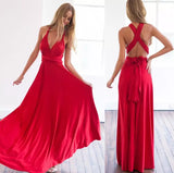 Elegant Straps Deep V-Neck Sleeveless Open Back Long Prom Dress