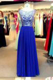 Elegant Chiffon A Line Floor Length Beading Long Prom Dress