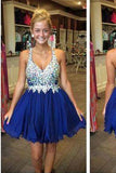 Royal Blue Cute Short Tulle Homecoming Dress With Beading