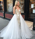 Sheath Spaghetti Straps White Detachable Train Prom Dress with Appliques Quinceanera Dress P1274