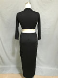 Black Long Sleeve Two Piece Mermaid Long Prom Dresses Evening Dresses FP2138