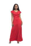 Ruffle V-Neck Formal Long Dresses FP3510