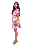 V-Neck Short Sleeve Floral Dresses FP6021