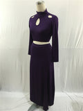 Elegant High Neck Black Long Sleeve Two Pieces Prom Dresses Plus Size Party Dresses FP2195