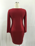 Burgundy Mermaid V-Neck Long Sleeve Prom Dresses FP2505