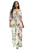 V-Neck 3/4 Sleeve Floral Casual Dresses Party Dresses FP6022