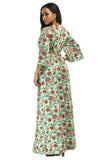 V-Neck 3/4 Sleeve Floral Casual Dresses Party Dresses FP6022