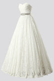 A-line Sweetheart Lace Wedding Dresses with Belt BO8