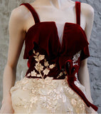 Elegant A Line Straps Sleeveless Party Dresses with Appliques Long Prom Dresses P1570